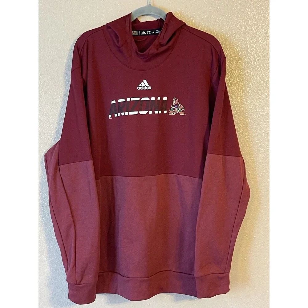 Men's 2XL NWOT Arizona Coyotes Adidas Pullover Hoodie Garnet